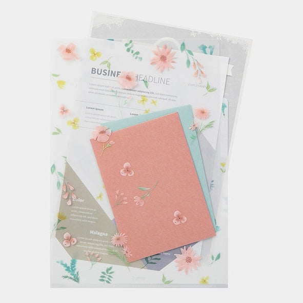 Midori 3-Pocket A4 File - Flowers