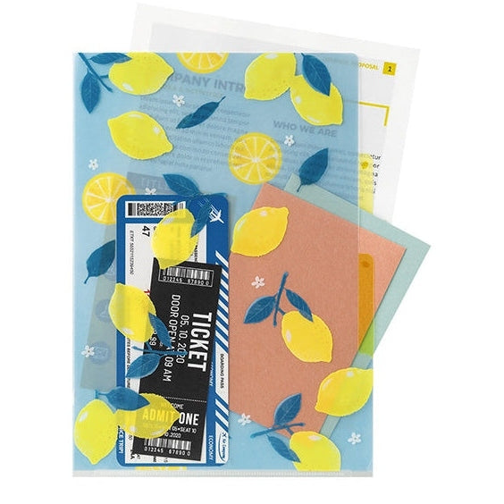 Midori 3-Pocket A4 File - Lemon