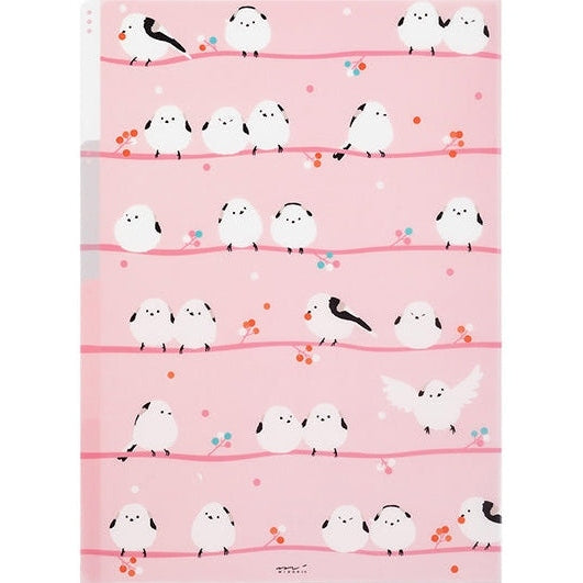 Midori 3-Pocket A4 File - Long-Tailed Tit Bird