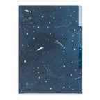 Midori Starry Sky A4 file folder with three pockets and constellation design