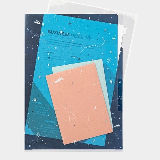 Midori 3-Pocket A4 File - Starry Sky
