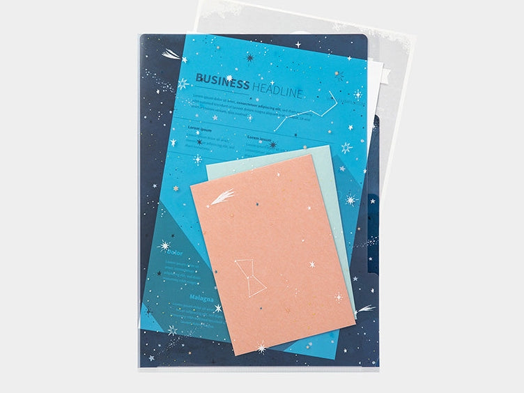 Midori 3-Pocket A4 File - Starry Sky