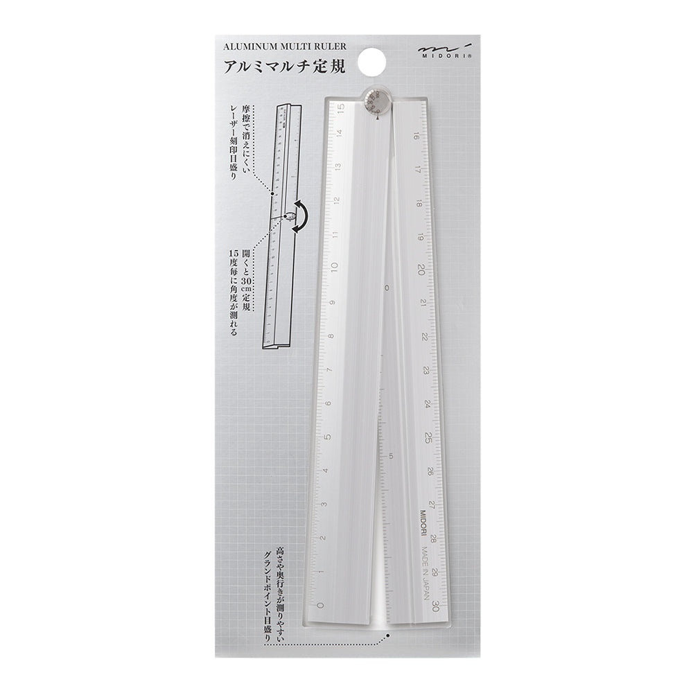 Midori Aluminium Multi Ruler 30cm - Silver