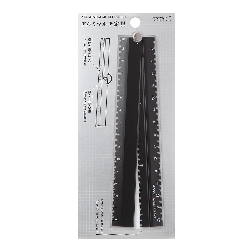 Midori Aluminium Multi Ruler 30cm - Black