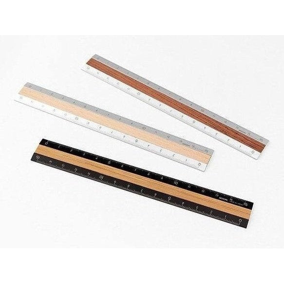 Midori Aluminium & Wood Ruler 15cm