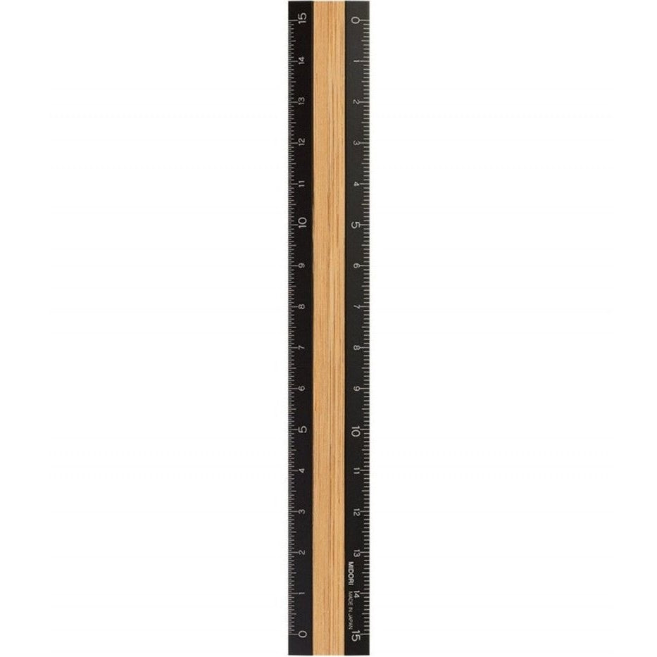 Midori Aluminium & Wood Ruler 15cm