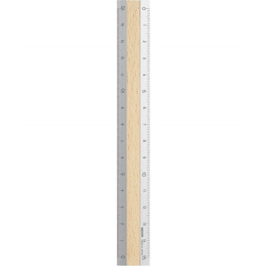 Midori Aluminium & Wood Ruler 15cm