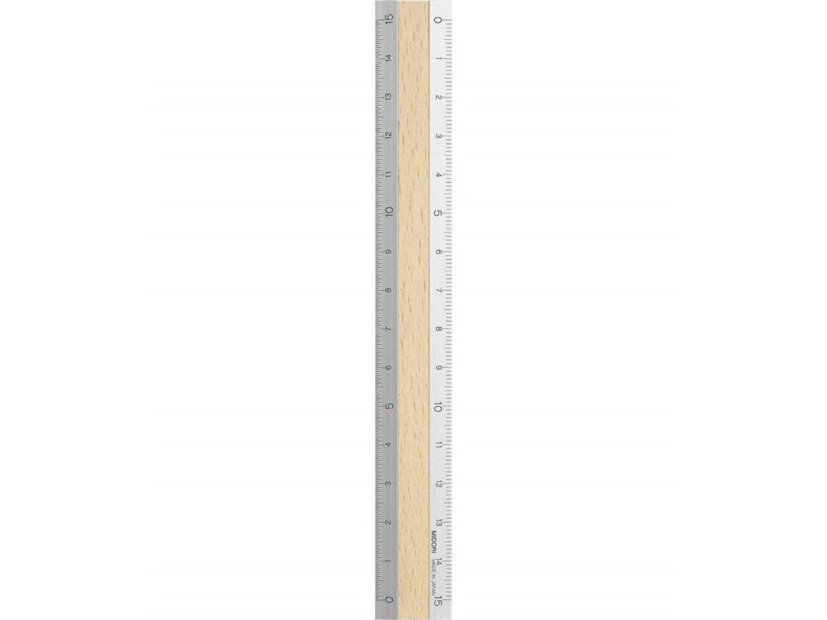 Midori Aluminium & Wooden Ruler 15cm - Dark Brown