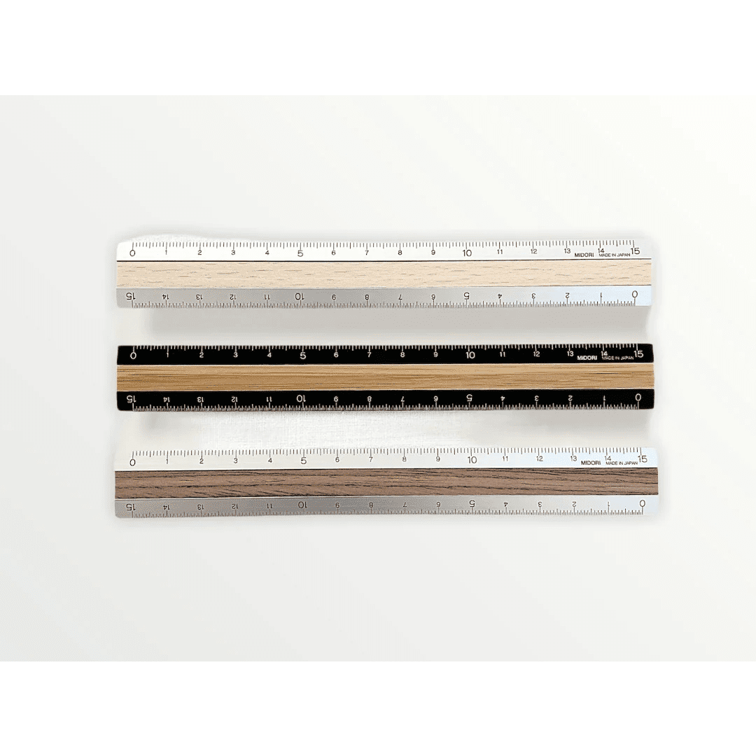 Midori Aluminium & Wood Ruler 15cm