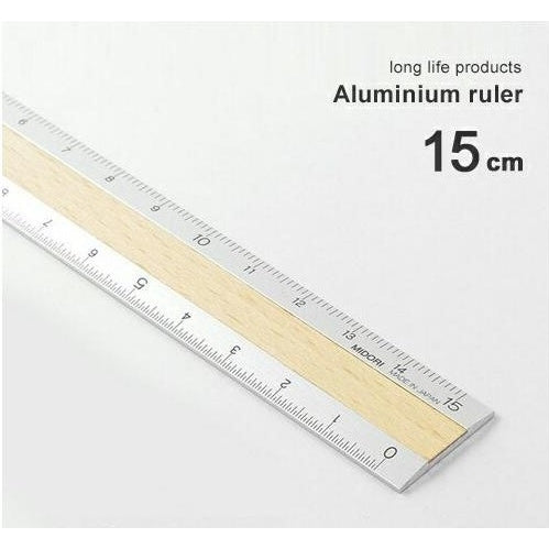 Midori Aluminium & Wood Ruler 15cm