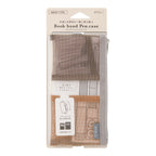 Brown mesh Midori book band pen case with internal pockets and grey zipper