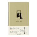 Midori Book Style Diary B6 beige cloth cover with black cat illustration and foil-stamped motif