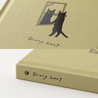 Midori Book Style Diary beige cloth cover with foil-stamped cat motif and paw print spine