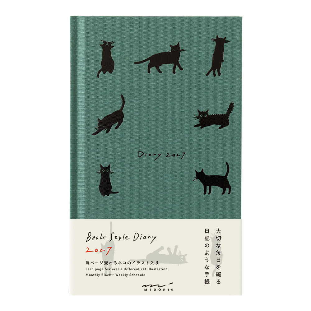 Midori Book Style Diary B6 Variant Cat Green 2027