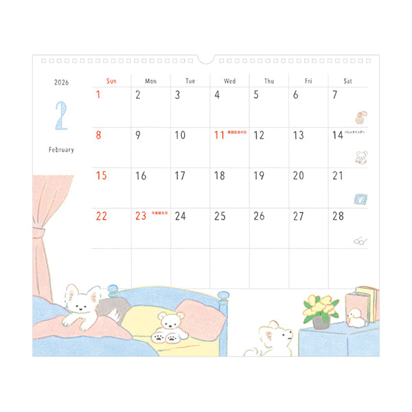Midori Calendar Wall-Hanging <L> Dog 2026