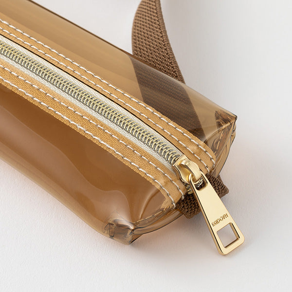 Midori Clear Book Band Pen Case Brown