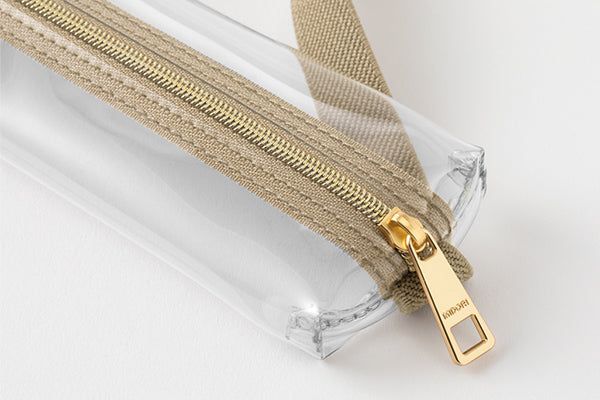 Midori Clear Book Band Pen Case Beige