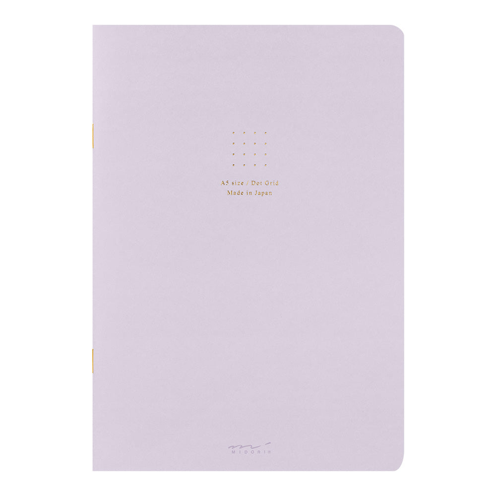 Midori Colour A5 Dot Grid Notebook in light lavender with gold foil cover design