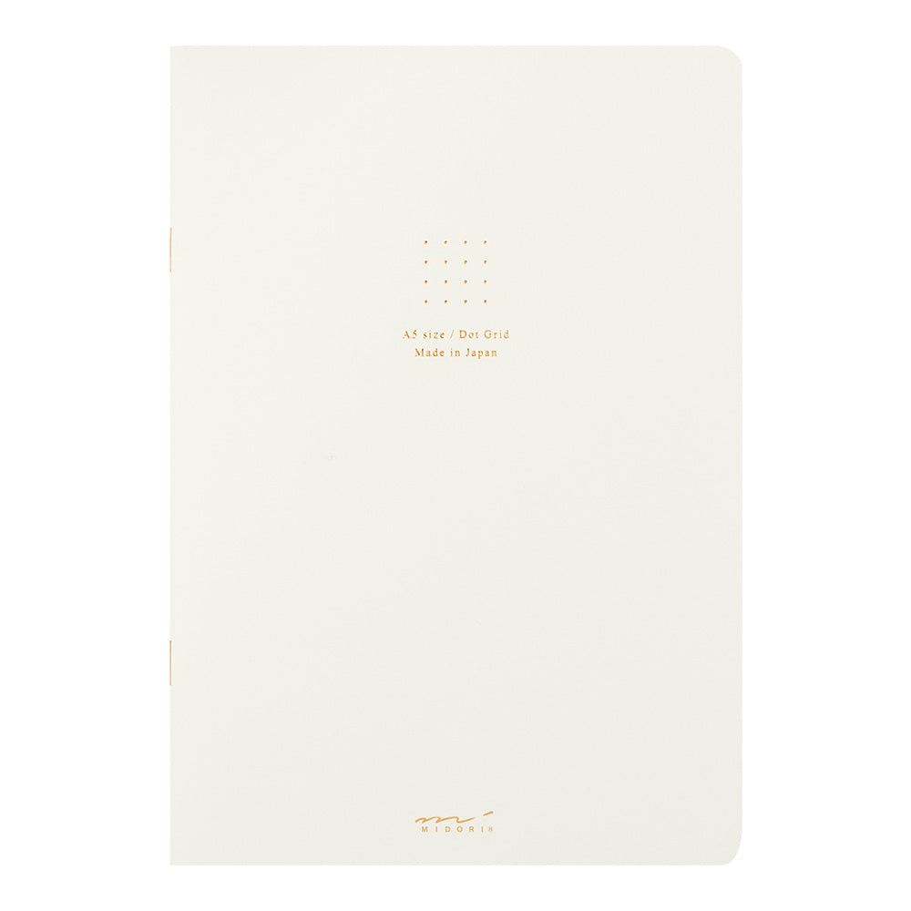 Midori Colour A5 Dot Grid Notebook in cream with gold foil grid pattern