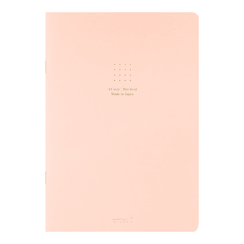 Midori Colour A5 Dot Grid Notebook in soft peach pink with gold foil details