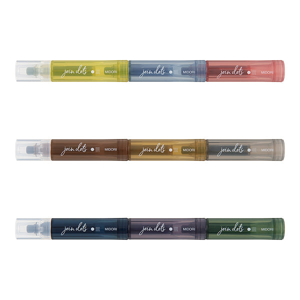 Midori Connecting Pen Join Dots 3pk Grey Tone