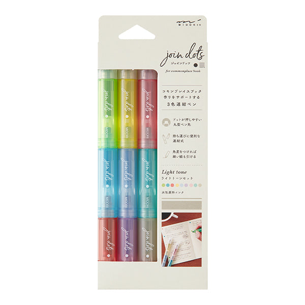 Midori Connecting Pen Join Dots 3pk Light Tone