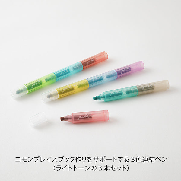 Midori Connecting Pen Join Dots 3pk Light Tone
