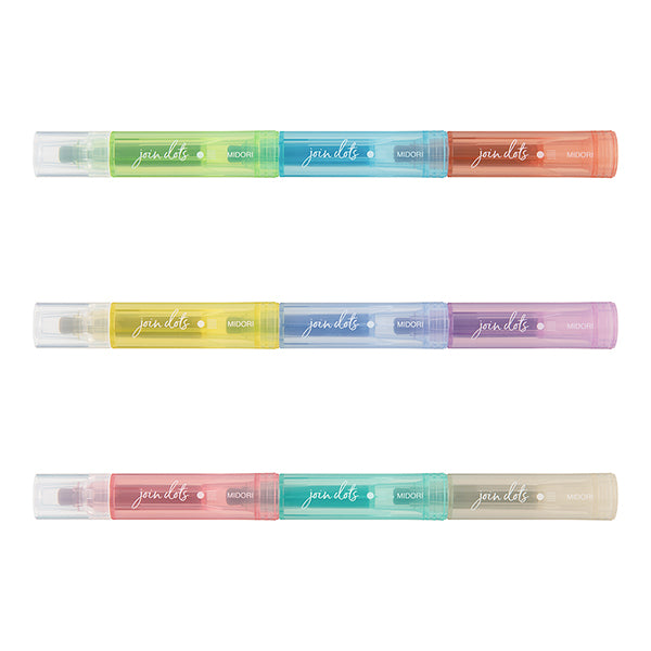 Midori Connecting Pen Join Dots 3pk Light Tone