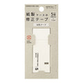 Midori white correction tape on grey grid backing card showing 5mm width and 7.2m length