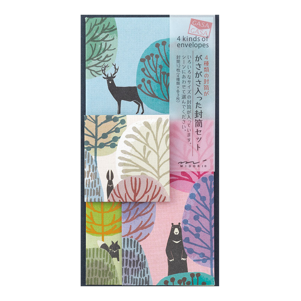 Midori Gasa Gasa Envelope Set Woodland