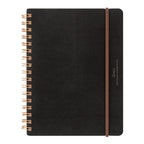Midori Grain Leather Notebook B6 in black with rose gold binding