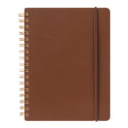 Midori Grain Leather Notebook B6 in brown with rose gold binding