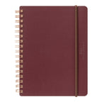 Midori Grain Leather Notebook B6 in burgundy with rose gold binding