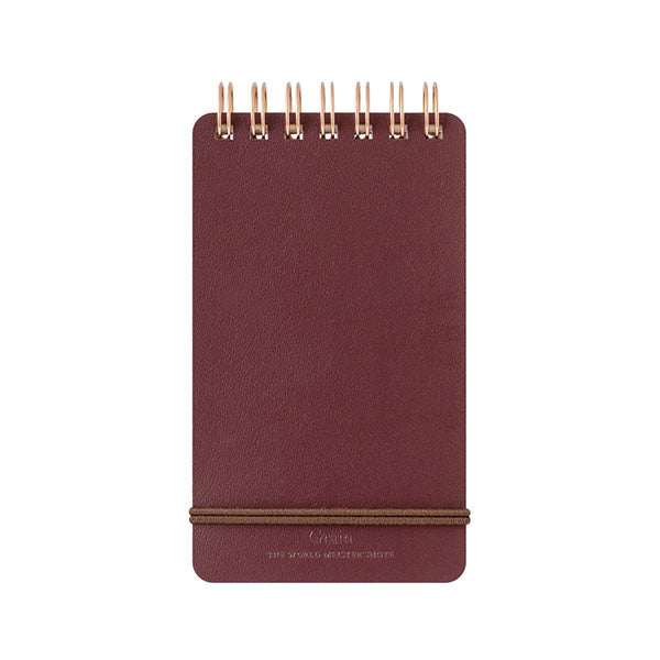 Midori Grain Leather Notepad - Red
