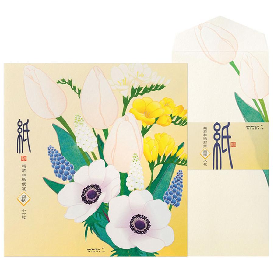 Midori Kami Letter Paper - Mimoza Flowers