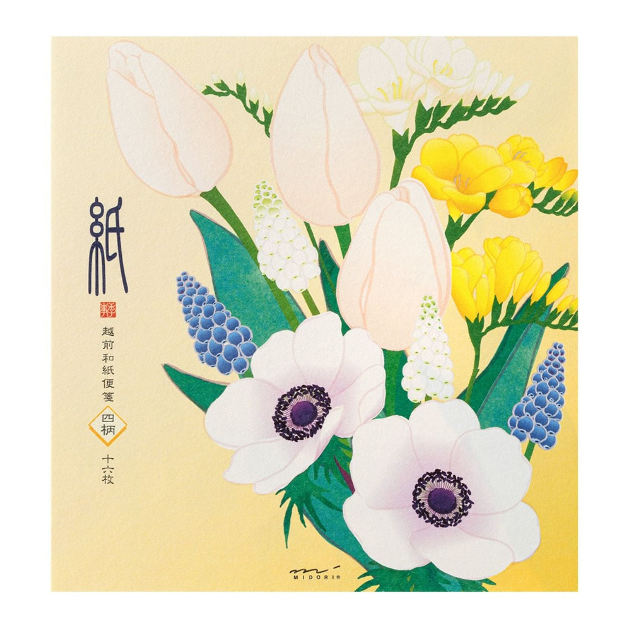Midori Kami Letter Paper - Mimoza Flowers