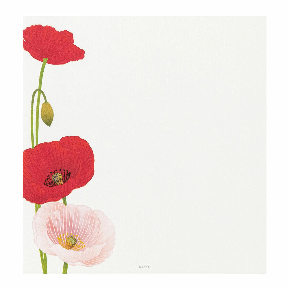 Midori Kami Letter Paper - Poppy