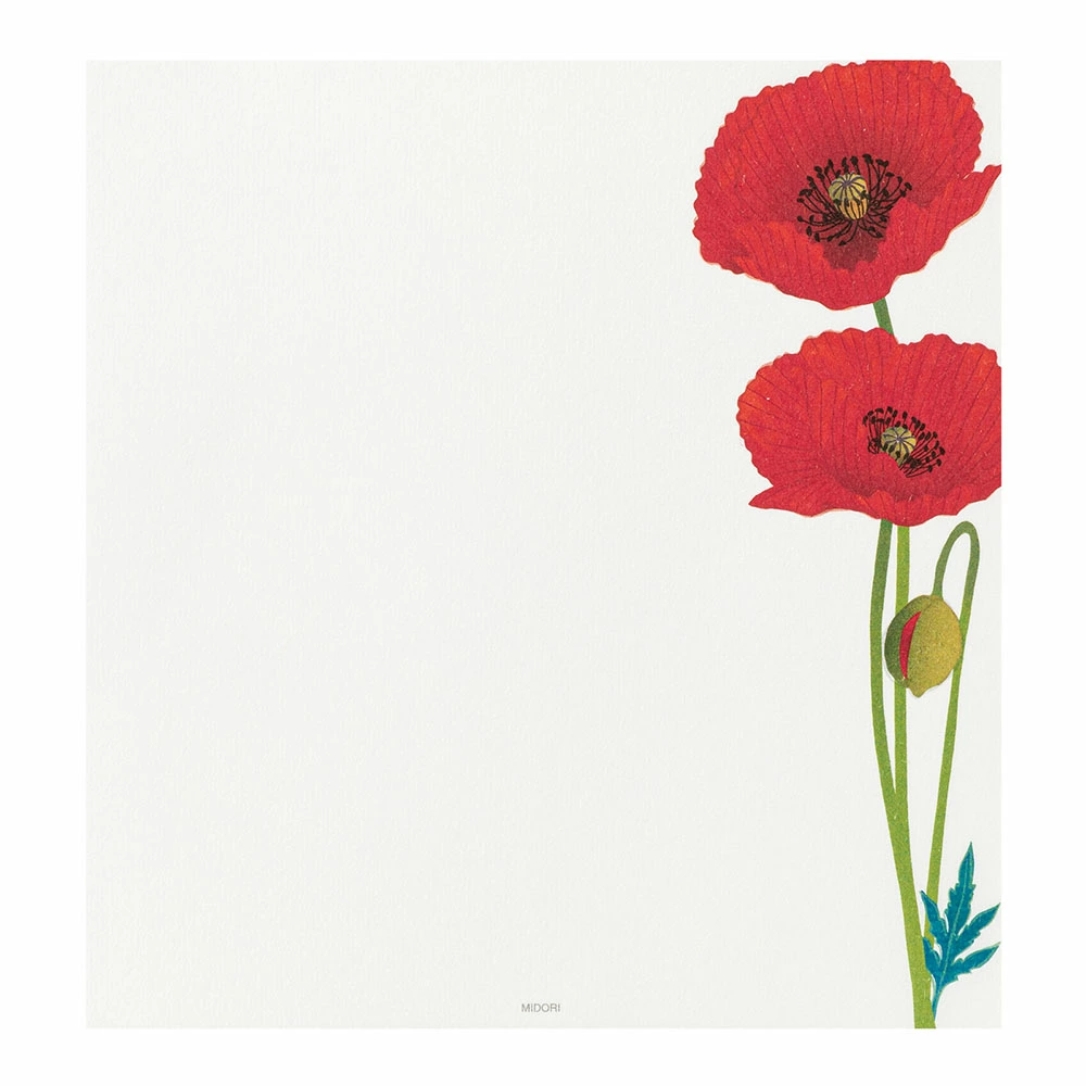 Midori Kami Letter Paper - Poppy