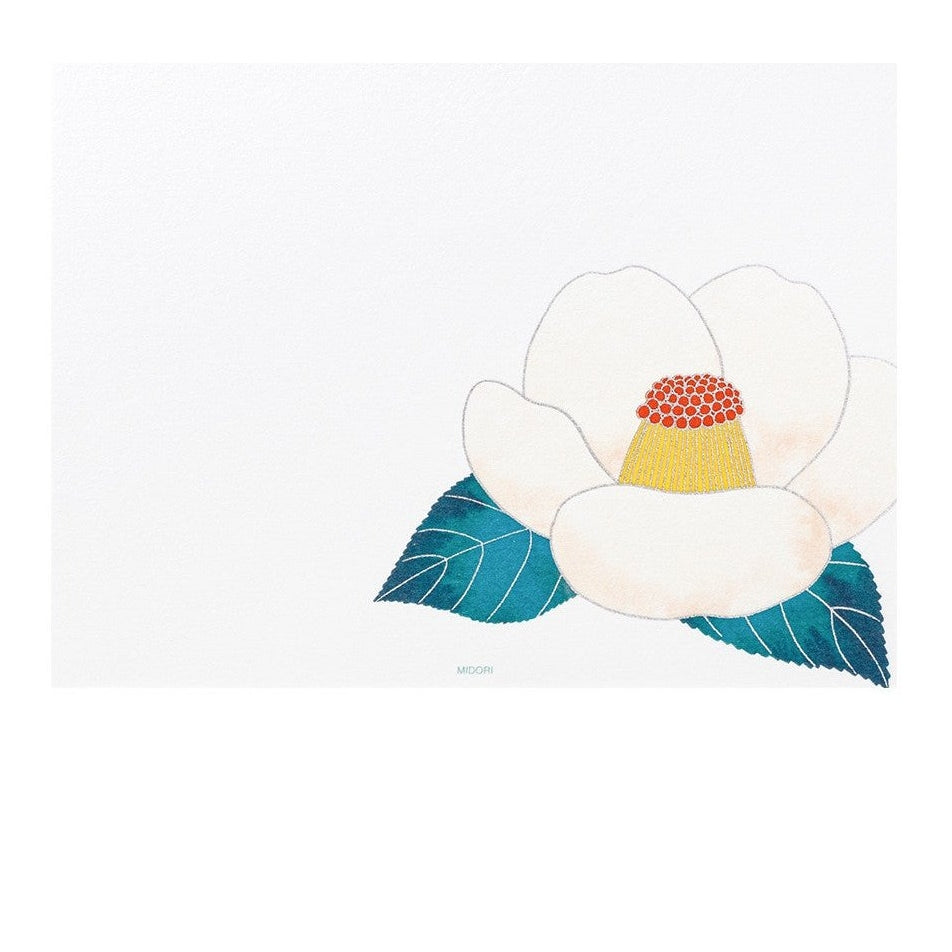 Midori Kami Letter Set Red & White Camellia