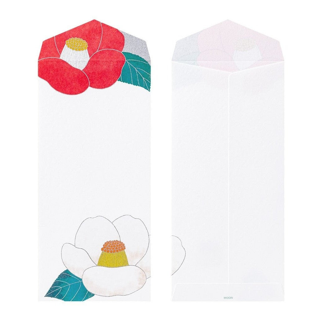 Midori Kami Letter Set Red & White Camellia