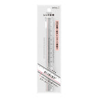 Clear Midori ruler with red guide line and integrated magnifying lens for fine print