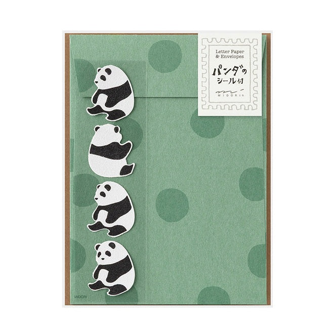 Midori Letter Set with Animal Stickers Panda