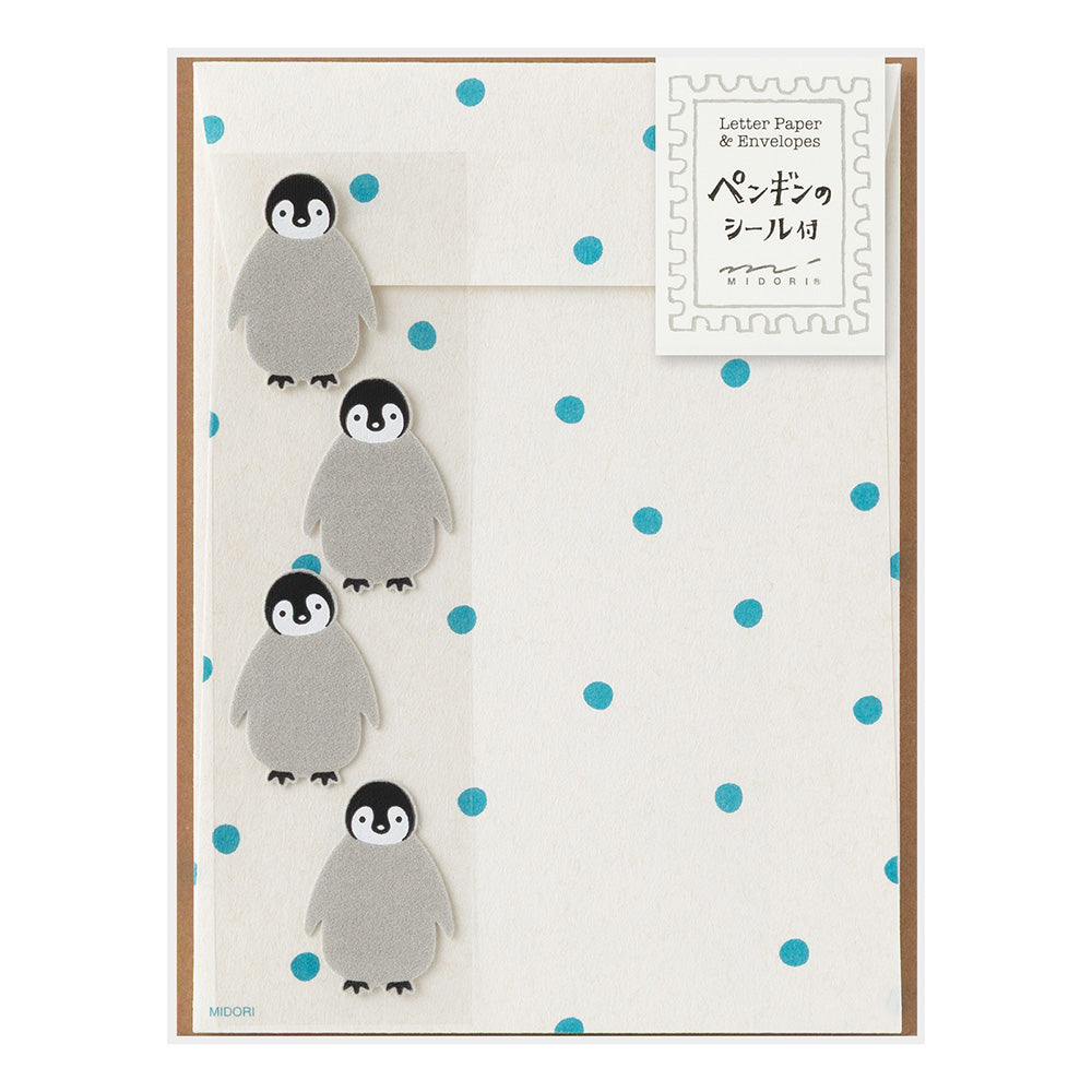 Midori Letter Set with Animal Stickers Penguin