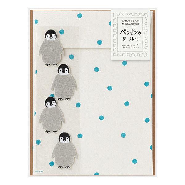 Midori Letter Set with Animal Stickers Penguin