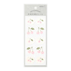Midori letterpress pink cherry stickers on grey backing card