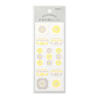 Midori letterpress chrysanthemum stickers in yellow and grey