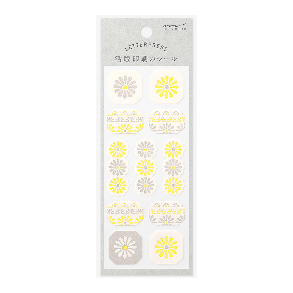 Midori Letterpress Sticker - Yellow Flower