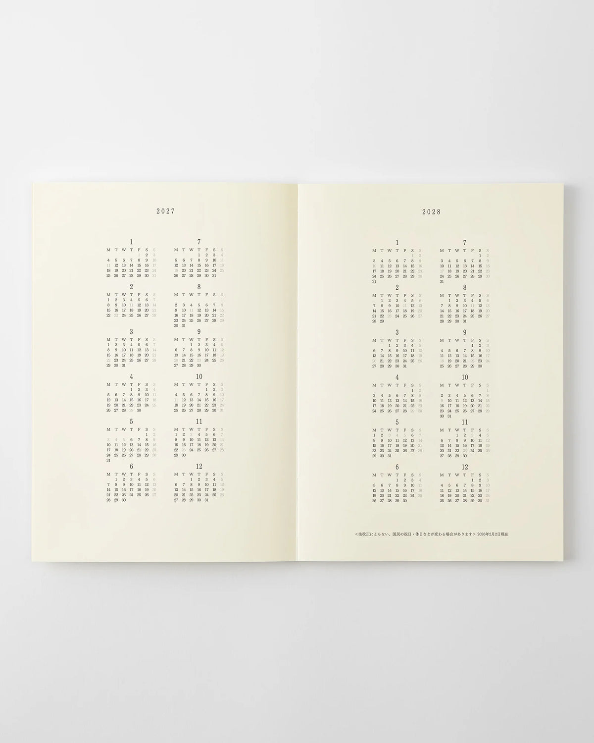 Midori MD Notebook Diary A5 Thin 2027