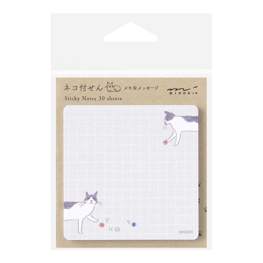 Midori Memo & Message Sticky Note - Ball & Cat - 30 Sheets