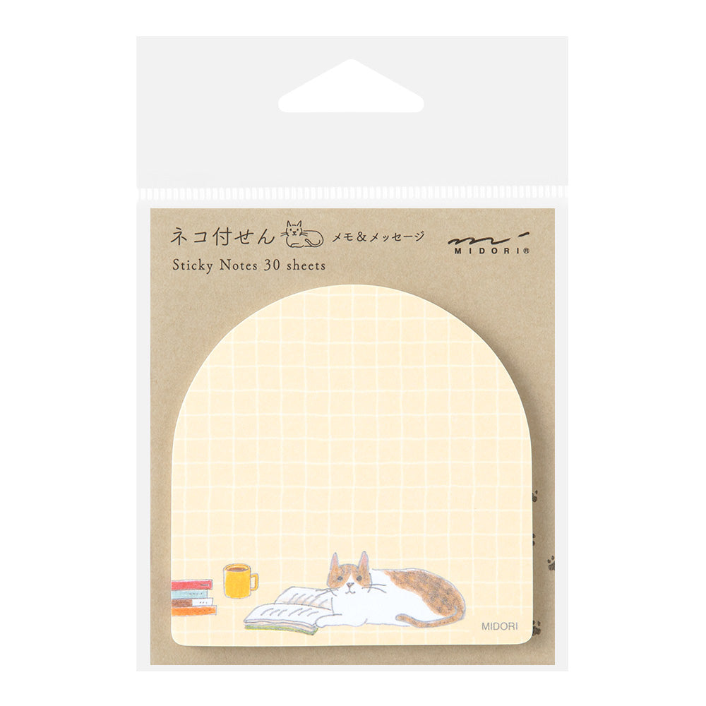 Midori Memo & Message Sticky Note - Book & Cat - 30 Sheets